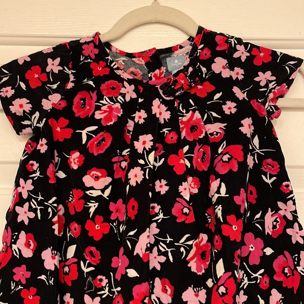 Gap Baby(3yrs) Black and Pink Poppy Corduroy Short Sleeve Dress - Size 3T - Picture 3 of 12